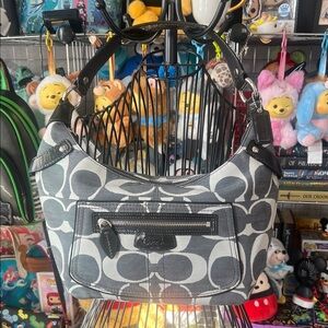 Like New Coach Grey and White Shoulder Bag 9 X 14